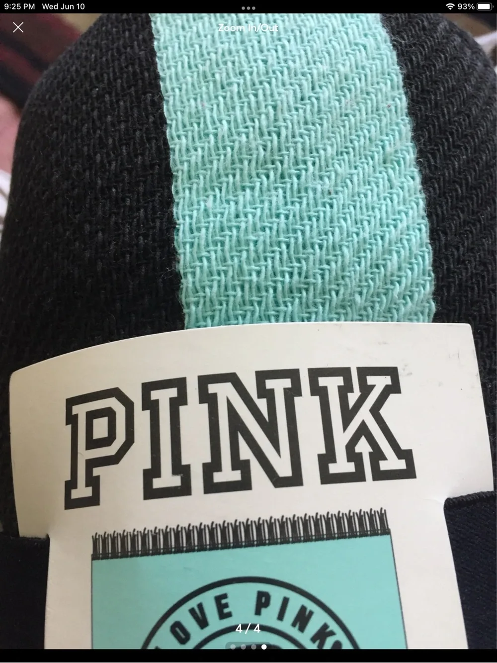 Brand New PINK Victoria's Secret Black & Aqua Stripe Beach Blanket